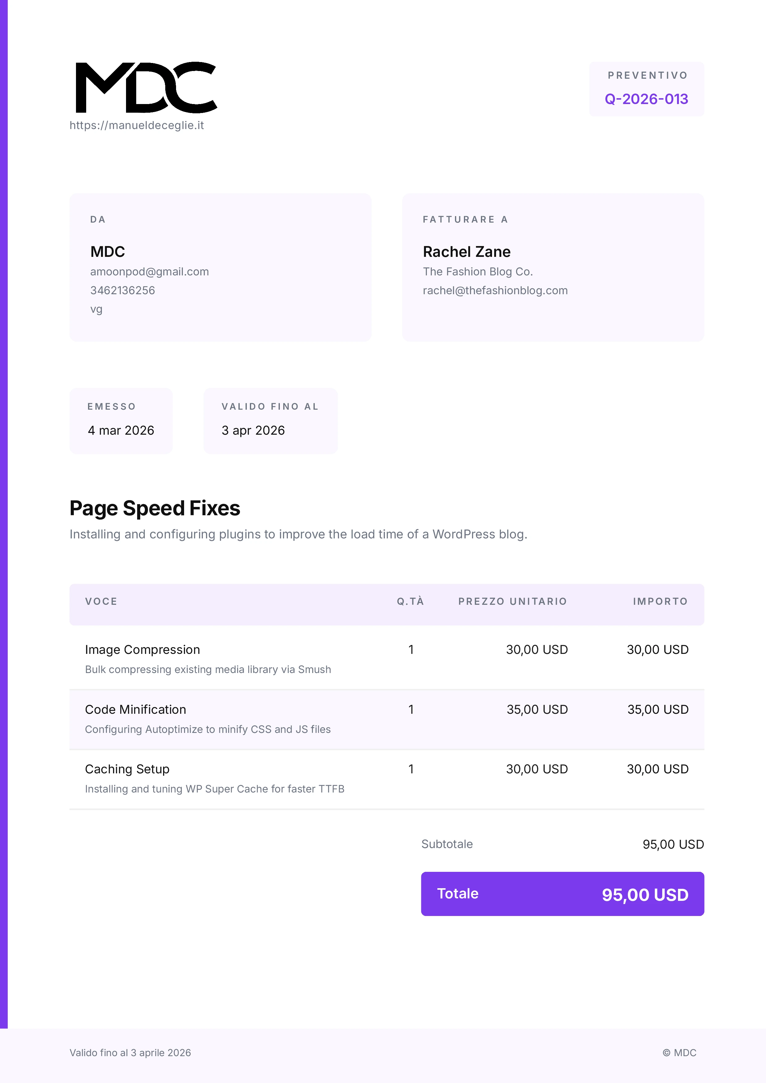 Modern template preview